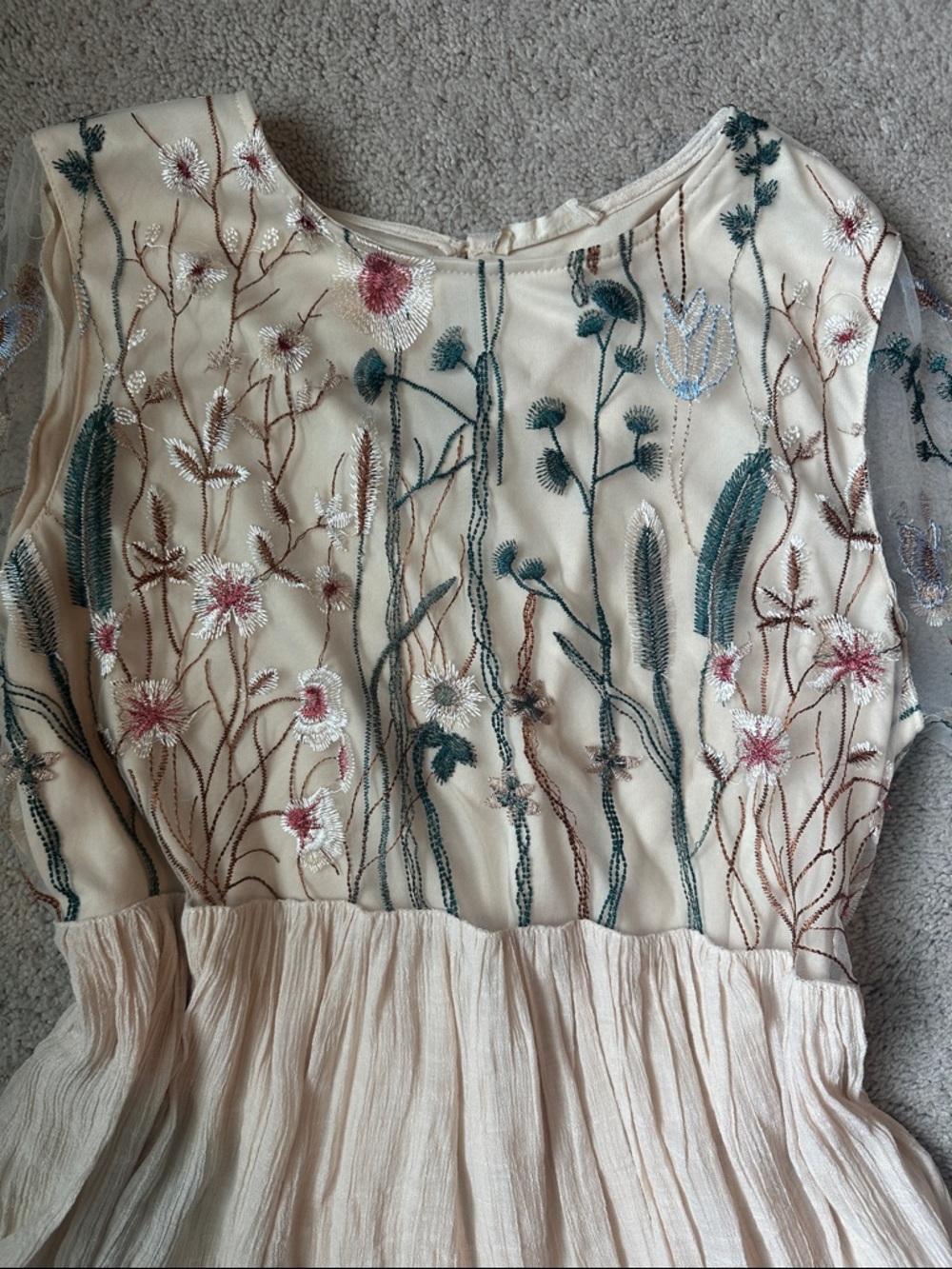 Altar'd State Cream Boho Embroidered Bell Sleeve dress - Picture 2 of 3